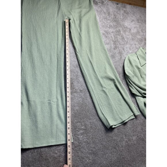 Sage Green Textured Button-Up Shirt & Pant Set Lg Comfortable Casual NWOT - Picture 11 of 13